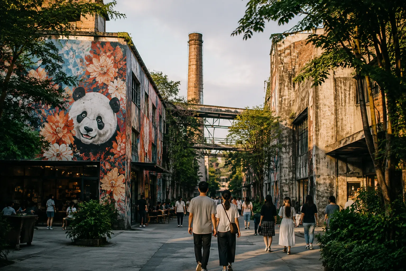Street art and converted factory buildings at Eastern Suburb Memory creative district, Chengdu